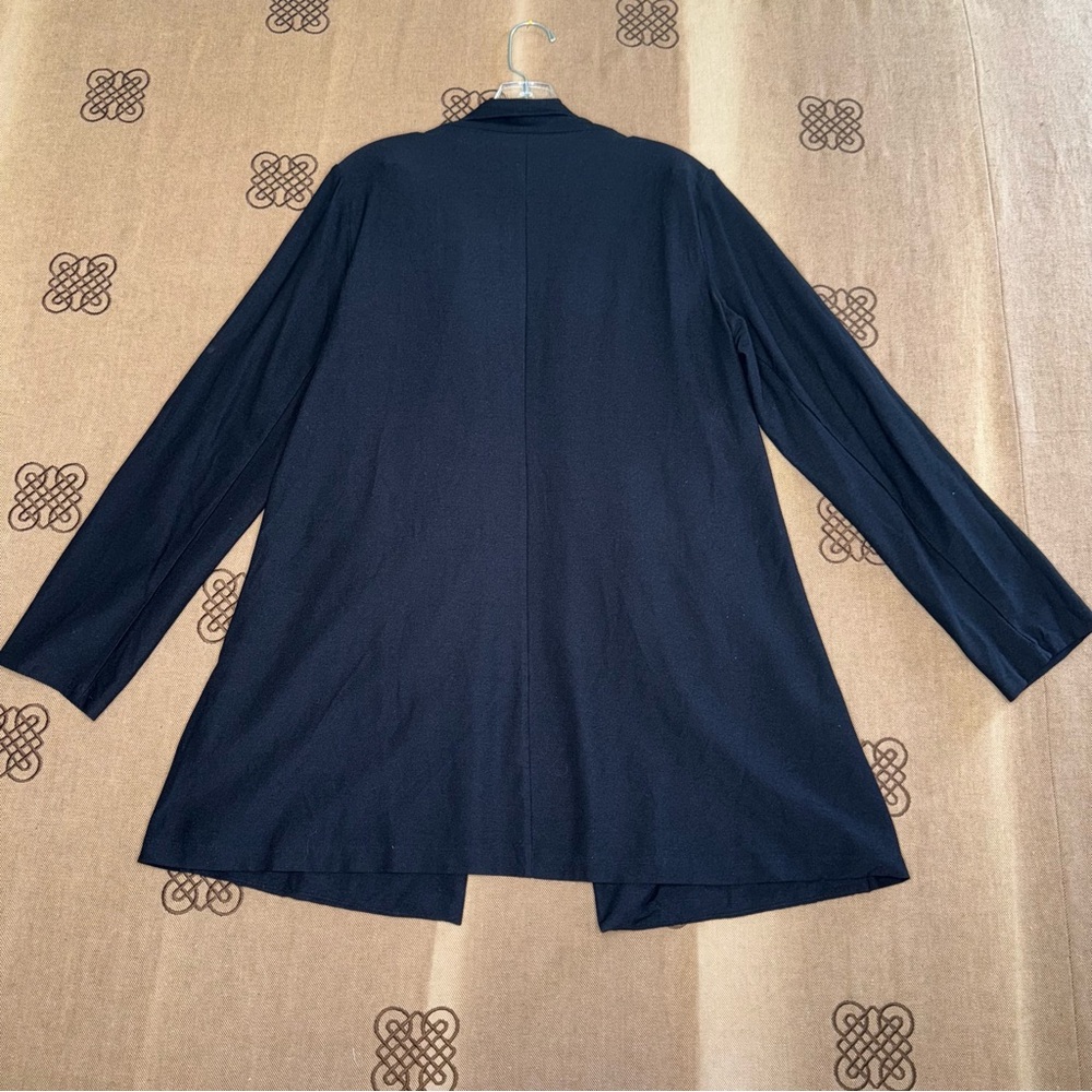 Eileen Fisher Black Tencel Jersey Front Pockets Cardigan Size M - Picture 10 of 12